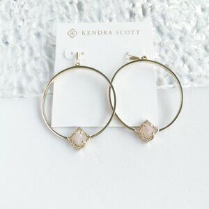 New Kendra Scott Elberta Gold Rose Quartz Hoop Earrings Gift-Ready Chic